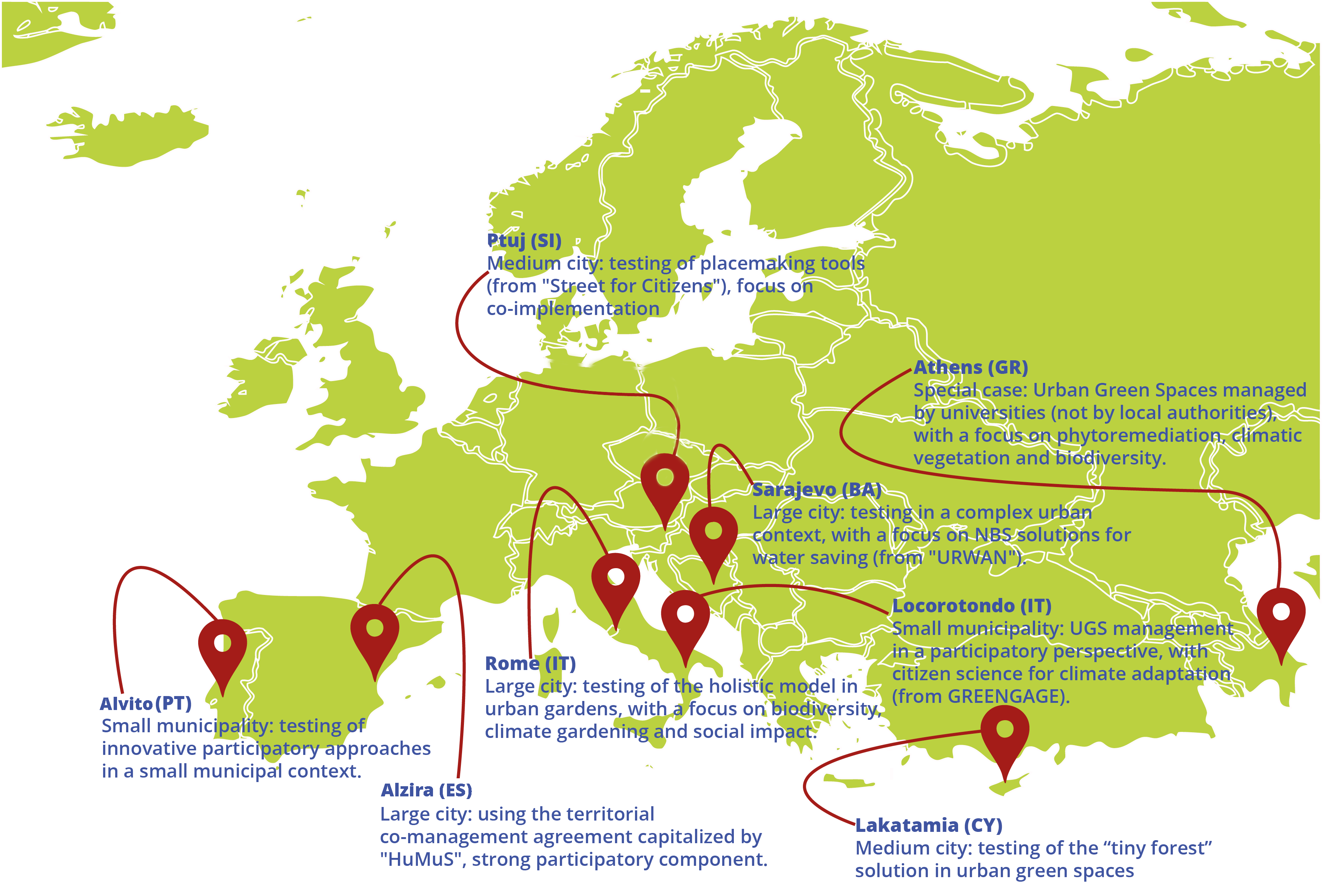 Pilot areas of RealUrbanGreen